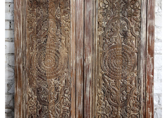 Vintage Doors Lotus Mandala Carved Wall Art Custom Door Panel 80