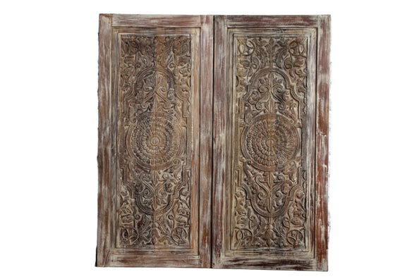 Vintage Doors Lotus Mandala Carved Wall Art Custom Door Panel 80