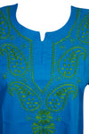 Sea Blue Boho Tunic – Hand-Embroidered Coastal Cotton Short Tunic S