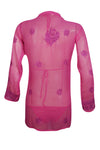 Dark Pink Tunic – Hand-Embroidered Georgette Short Tunic Dress S