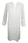 
Boho White Elegance – Hand-Embroidered Georgette Long Tunic Dress S
