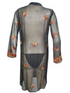 Womens Tunic Dress Black Multicolor Embroidered Georgette Cover Up Dress L
