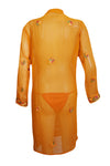 Boho Tunic– Sunset Orange Floral Hand-Embroidered Georgette Beach Tunic Dress XS