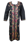 Boho Black Summer Tunic Midnight Muse with Beach Cover Up Embroidery Kurti L