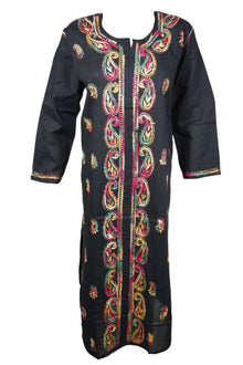  Boho Black Summer Tunic Midnight Muse with Beach Cover Up Embroidery Kurti L