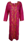 Bright Pink Embroidered Cotton Tunic Boho Summer Style Made Beach Cover Up L