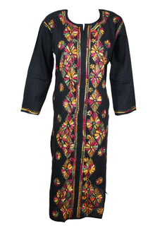  Midnight Muse – Boho Summer Kurti in Black with Delicate Embroidery L