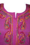 Pretty in Pink  Boho Cotton Tunic with Embroidery for Summer Vibes Beach Cover Up L