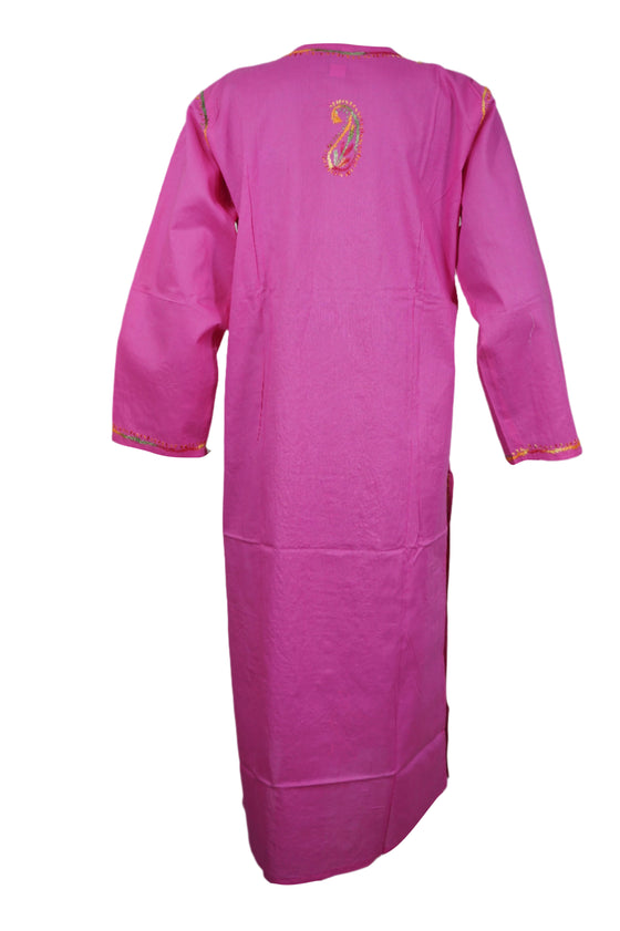Pretty in Pink  Boho Cotton Tunic with Embroidery for Summer Vibes Beach Cover Up L