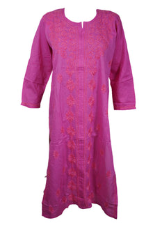  Blush Pink Embroidered Cotton Tunic for Boho Summer Style & Beach Cover-Up L