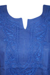 Navy Blue Coastal Charm – Hand-Embroidered Boho Cotton Short Kurti L