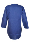 Navy Blue Coastal Charm – Hand-Embroidered Boho Cotton Short Kurti L