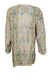 Boho Silk Elegance – Hand-Embroidered Beige Floral Short Kurti 2XL