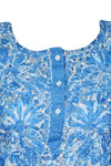 Sea Blue Coastal Charm – Hand-Embroidered Boho Cotton Short Tunic L