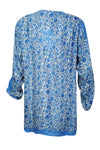 Sea Blue Coastal Charm – Hand-Embroidered Boho Cotton Short Tunic L