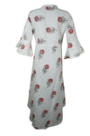 Off-White Boho Maxi Dress– Floral Cotton Printed Beach Cover Up Summer Days M