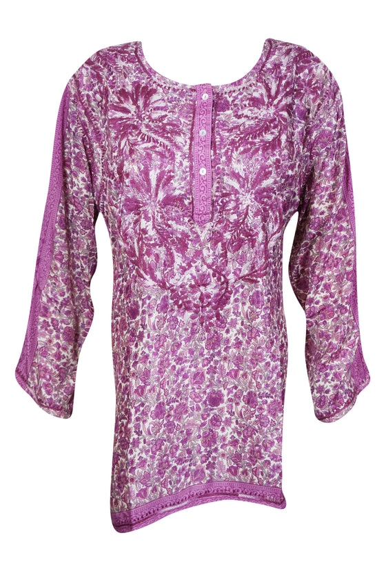 Blush Pink Embroidered Cotton Tunic – Perfect for Boho Summer Style & Beach Cover-Up 2XL