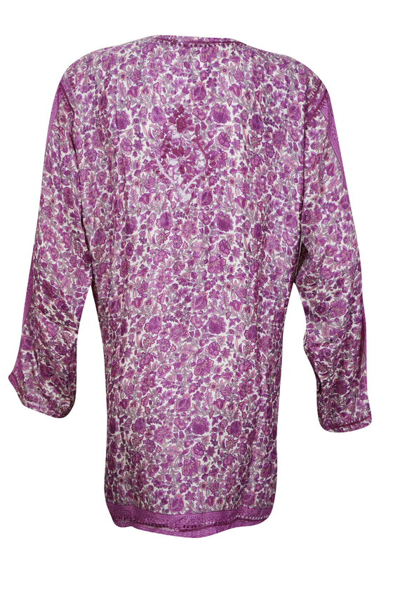 Blush Pink Embroidered Silk Tunic – Perfect for Boho Summer Style & Beach Cover-Up 2XL