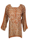 Golden Sunset – Hand-Embroidered Orange Silk Kurti Beach Cover-Up XL
