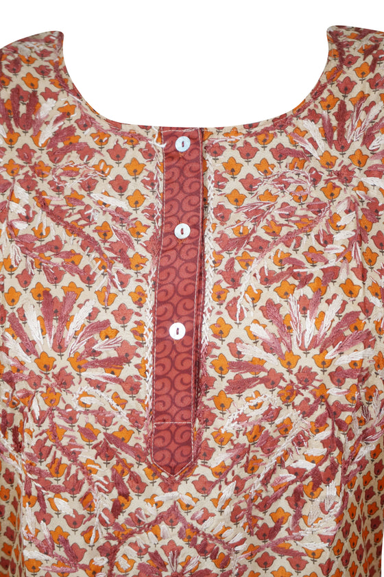 Red Embroidered  Tunic – Perfect for Boho Summer Vibes & Beach Cover-Up XL