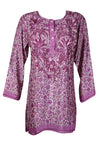 Purple Embroidered Cotton Tunic – A Boho-Chic for Summer Style & Beach Cover-Up  2XL