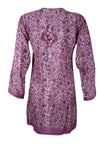 Purple Embroidered Tunic Silk A Boho-Chic for Summer Style & Beach Cover-Up  2XL