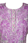 Lavender Glow – Hand-Embroidered Light Purple Silk Kurti Beach Cover-Up  2XL