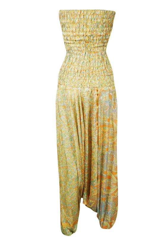 Boho Chic Women's Jumpsuit in Vibrant Orange and Green Stylish Boho Dress M