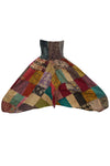 Red Multi-Color High Waist Patchwork Boho Harem Pants for Women S/M/L