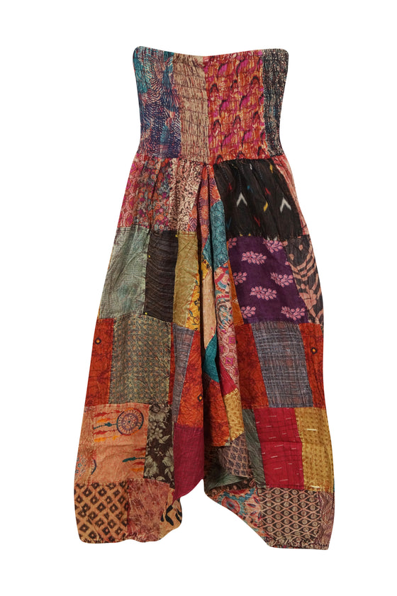 Women Orange Multi-Color High Waist Patchwork Boho Yoga Pants for Women S/M/L