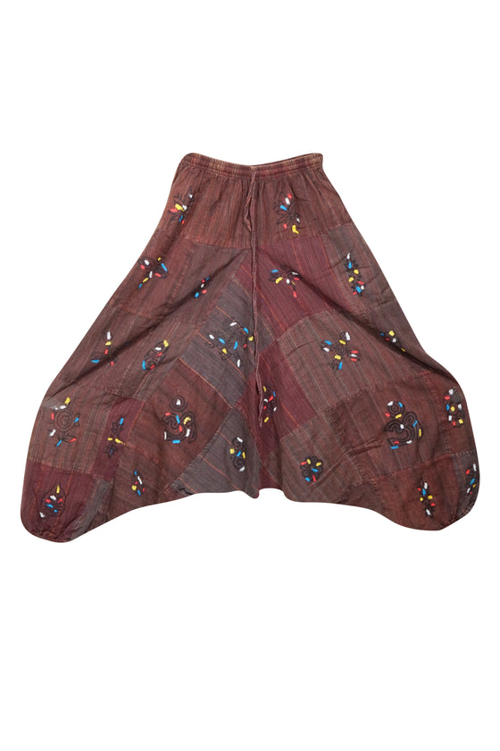 Women's Dark Maroon Harem Pants – Bohemian Cotton Yoga & Hippie Trousers  S/M/L