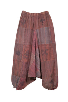  Women's Dark Maroon Harem Pants – Bohemian Cotton Yoga Hippie Trousers S/M/L