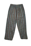 Women's Gray Striped Wide-Leg Pants – Casual Elastic Waist Beach Pants S/M