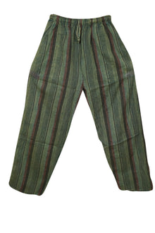  Women's Forest Green Striped Wide-Leg Pants – Boho High-Waist Beach & Vacation S/M