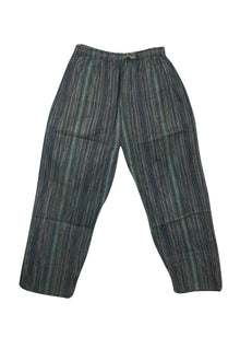  Women's Green Striped Wide-Leg Pants – Boho High-Waist Harem Trousers S/M