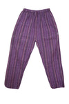 Women's Purple Striped Wide-Leg Pants – Flowy Elastic High Waist Beach S/M