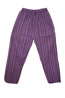  Women's Purple Striped Wide-Leg Pants – Flowy Elastic High Waist Beach S/M