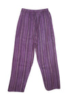 Women's Purple Striped Wide-Leg Pants – Flowy Elastic High Waist Beach S/M