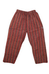 Women's Red Striped Wide-Leg Pants – Boho High-Waist Flowy Beach Trousers S/M