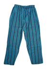 Women's Blue Striped Wide-Leg Pants – High-Waist Boho Beach & Vacation S/M