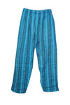 Women's Blue Striped Wide-Leg Pants – Flowy High-Waist Boho Beach Trousers S/M