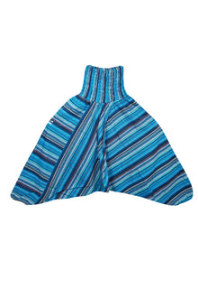  Women Harem Hippie Pant, Blue Stripe Print Cotton Pants, Baggy, Yoga Pants S/M/L