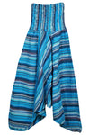 Women Harem Hippie Pant, Blue Stripe Print 