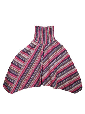 Pink Stripe Print Harem Pants, Cotton Fall Hippie Baggy Yoga Pants S/M