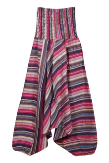  Pink Stripe Print Harem Pants