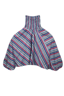  Patchwork Cotton Harem Pants, Baggy Pant, Multi Blue Boho Hippie Pants S/M/L