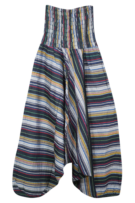 Unisex Harem Hippie Pant, Multi Stripe Print Cotton Pants, Baggy, Yoga Pants S/M/L