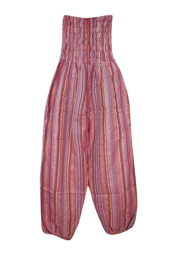 Baggy Harem pants Cotton Pink Bohemian Pants, High Waist Pants S/M/L