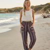 Women's Pink & Gray Vintage Cotton Harem Pants | Boho Hippie Loose-Fit Trousers for Travel S/M/L