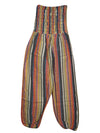 baggy pants, Canvas Cotton Pant, PeachStripe Print Bohemian Pants, High Waist Pants S/M/L